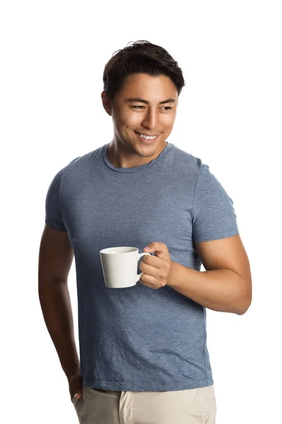 Bonito homem com xícara de café — Fotografia de Stock