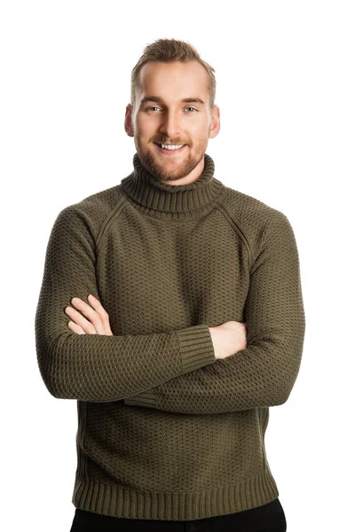 Jó látszó ember meleg pulóver — Stock Fotó
