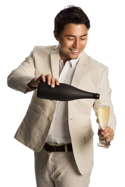 Attractive man with champagne — Stock Photo, Image