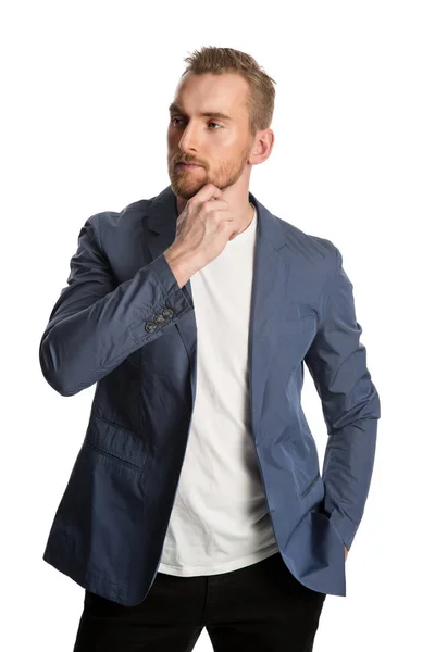 Hombre guapo en chaqueta gris — Foto de Stock