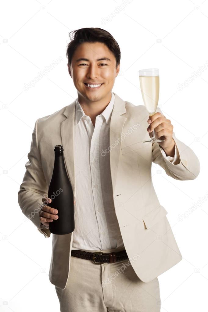 Attractive man with champagne