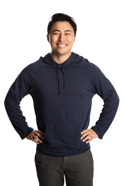 Handsome man in hood sweater — Stock Photo, Image