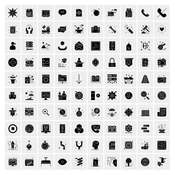 Ensemble de 100 icônes solides universelles — Image vectorielle