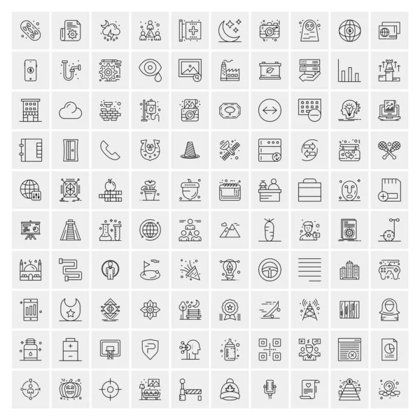 Set of 100 Creative Business Line Icons — Stock Vector