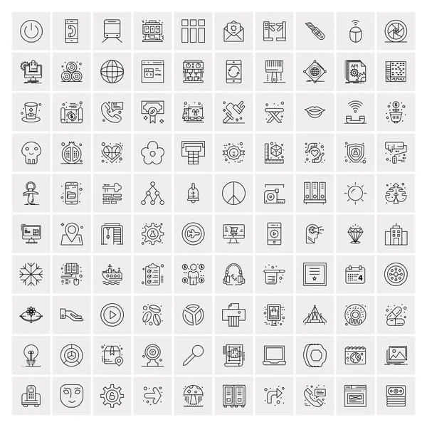 Pack de 100 icônes de ligne universelle pour mobile et Web — Image vectorielle