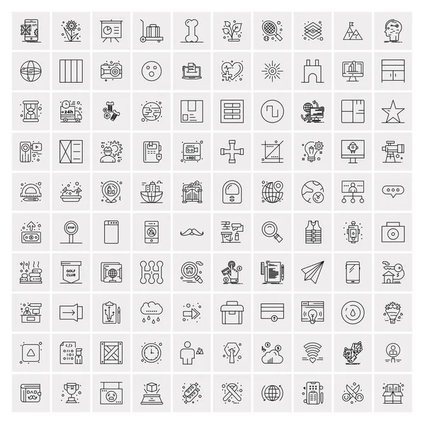 Conjunto de 100 ícones de linha fina modernos universais para dispositivos móveis e Web . —  Vetores de Stock