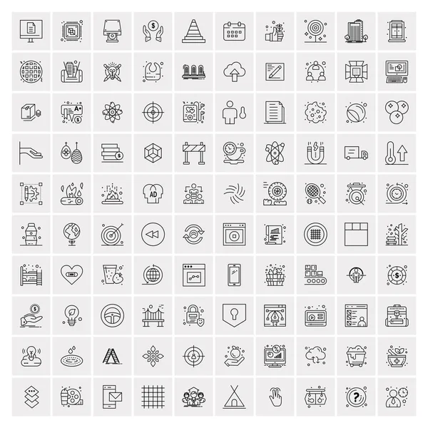 Set von 100 universellen, modernen Thin Line Icons für Mobiltelefone und das Web. — Stockvektor