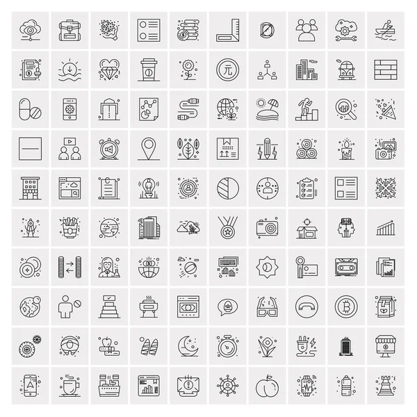 Ensemble de 100 icônes modernes universelles de ligne mince pour mobile et Web . — Image vectorielle