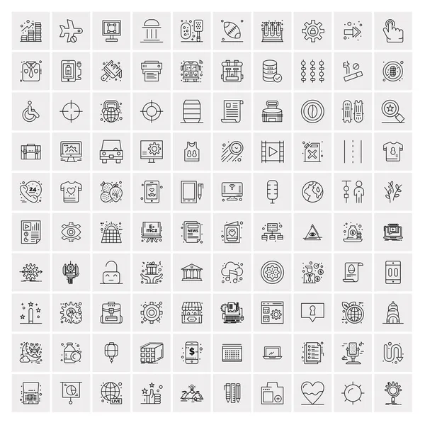 100 Business Icons Universal Set for Web and Mobile — 스톡 벡터