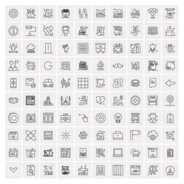 Set of 100 Universal Modern Thin Line Icons for Mobile and Web. — Stock Vector