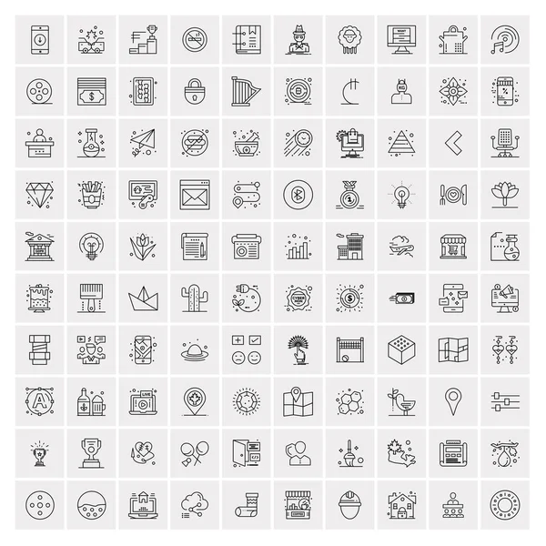 Универсальный набор 100 бизнес-иконок для Интернета и мобильных устройств — стоковый вектор