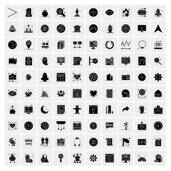 Set van 100 Business Solid Glyph iconen — Stockvector