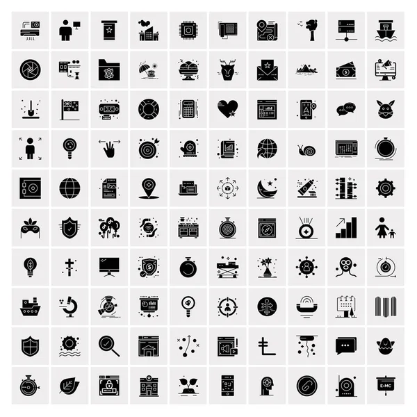 100个Business Icon Solid Glyph向量说明符 — 图库矢量图片