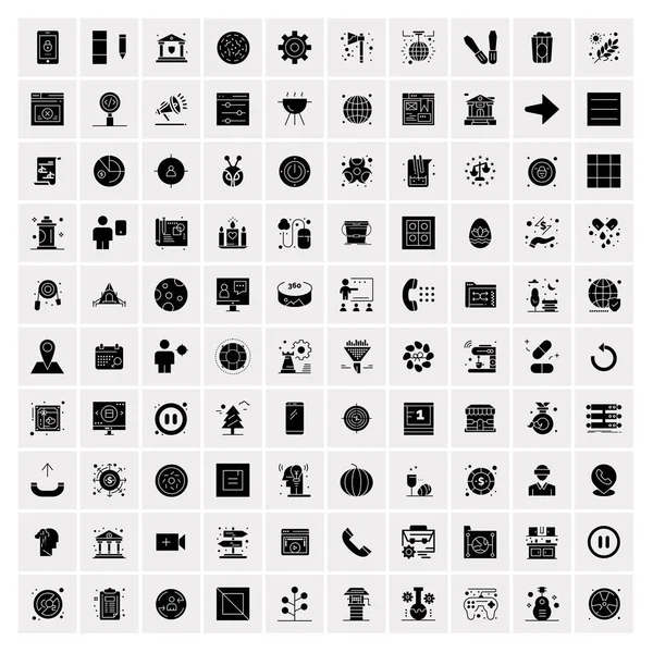 100 iconos de negocio sólidos para la tela y el material de impresión — Vector de stock