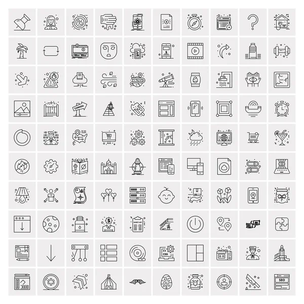 Conjunto de 100 iconos universales de línea delgada moderna para móviles y Web . — Vector de stock