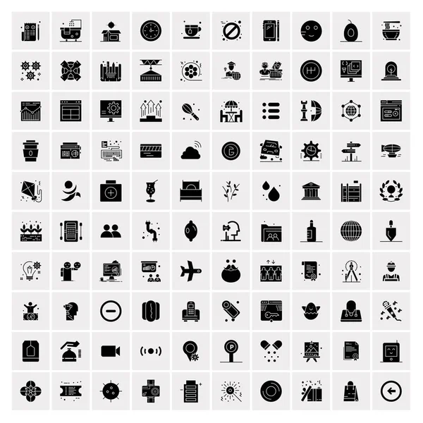 Set van 100 Universele Solid Iconen — Stockvector