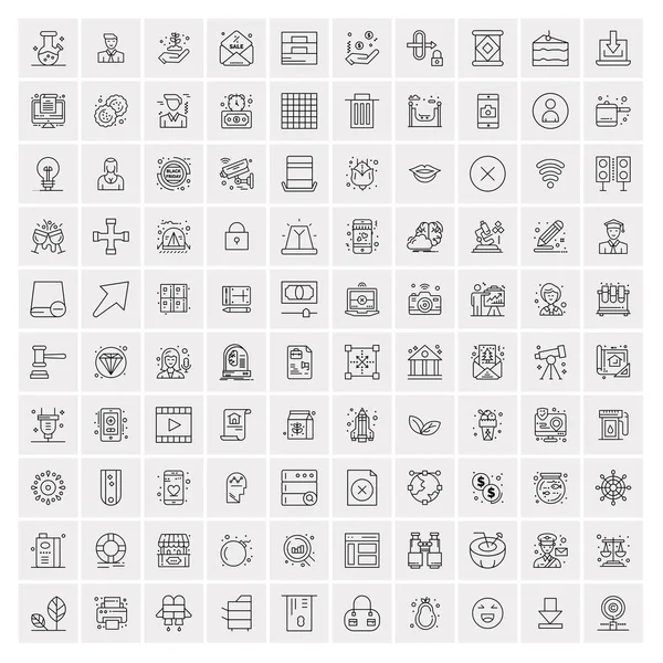 Conjunto de 100 iconos universales de línea delgada moderna para móviles y Web . — Archivo Imágenes Vectoriales