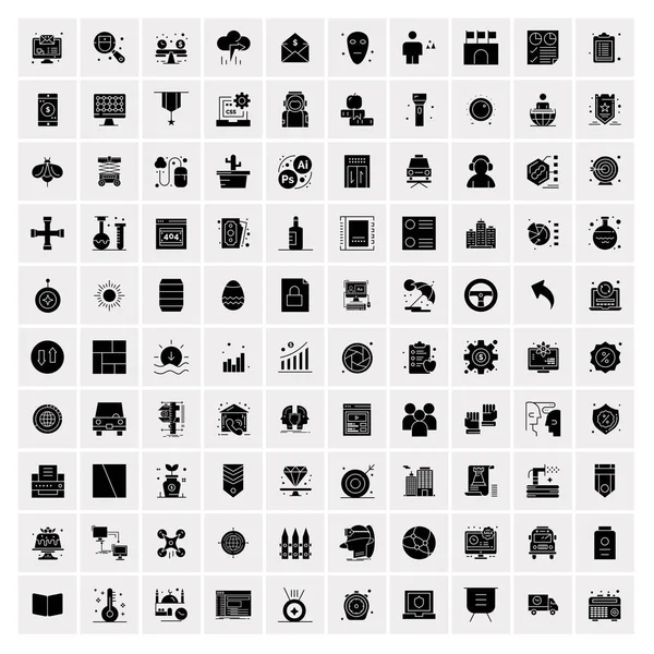 Σύνολο 100 Universal Solid Icons — Διανυσματικό Αρχείο