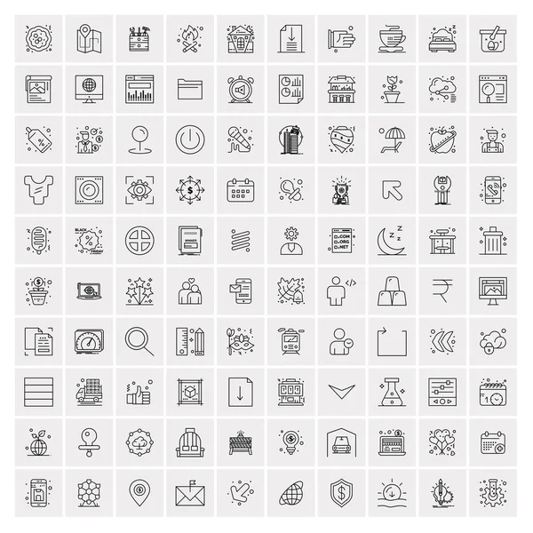 Pack de 100 iconos de línea universal para móvil y web — Archivo Imágenes Vectoriales