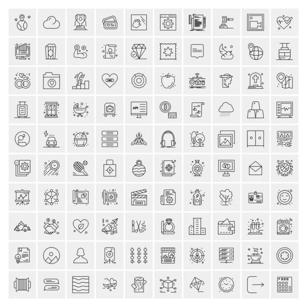 Set of 100 Universal Modern Thin Line Icons for Mobile and Web. — Stock Vector