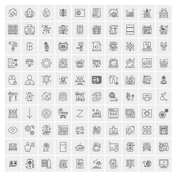 Mobil ve Web için 100 Evrensel Satır Simgesi Paketi — Stok Vektör