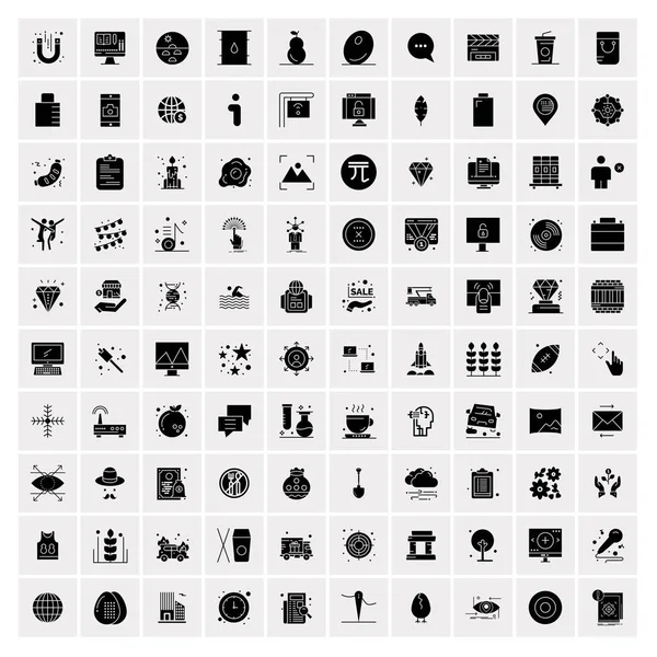 Ensemble de 100 icônes de glyphe solide d'affaires — Image vectorielle