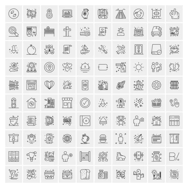 Set of 100 Universal Modern Thin Line Icons for Mobile and Web. — Stock Vector