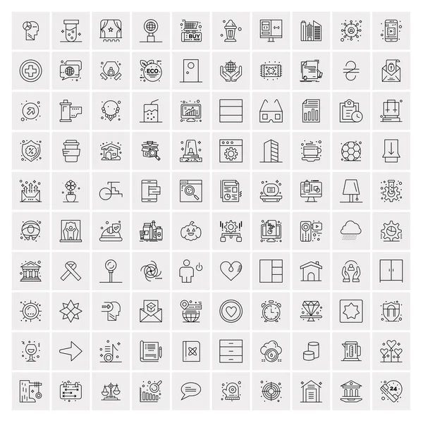 100 iconos de negocios para web y material de impresión — Archivo Imágenes Vectoriales