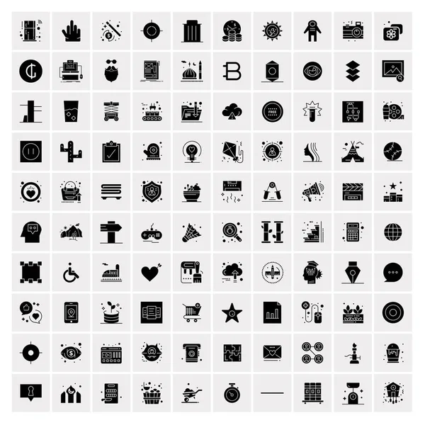 100 solide Business-Icons für Web und Print — Stockvektor