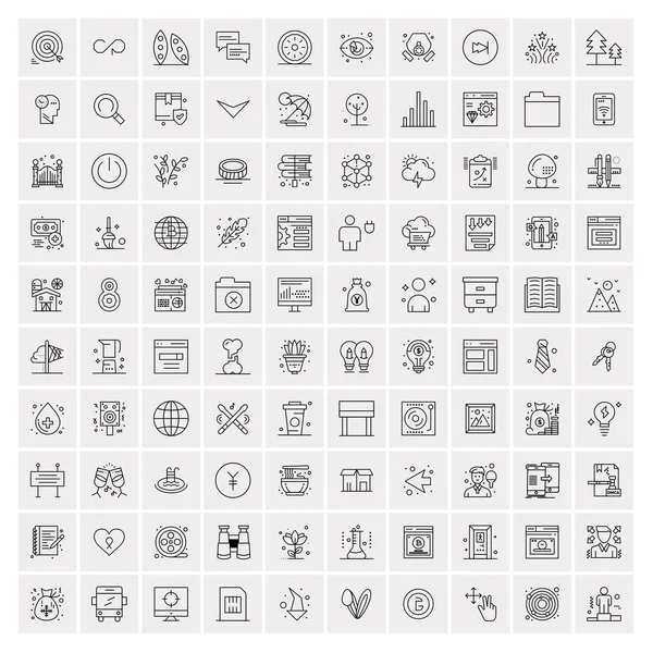 Set of 100 Creative Business Line Icons — Stock Vector