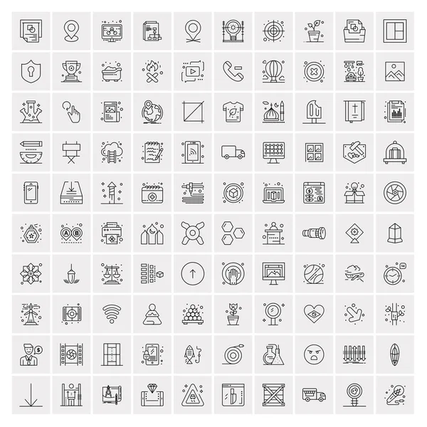 Pack de 100 iconos de línea universal para móvil y web — Archivo Imágenes Vectoriales