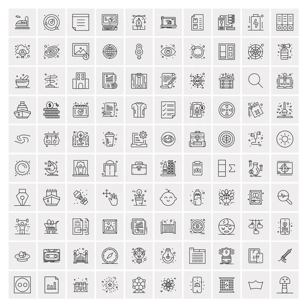 Pack de 100 iconos de línea universal para móvil y web — Archivo Imágenes Vectoriales