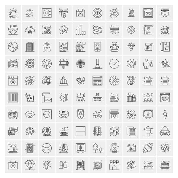 Confezione da 100 icone della linea universale per dispositivi mobili e web — Vettoriale Stock