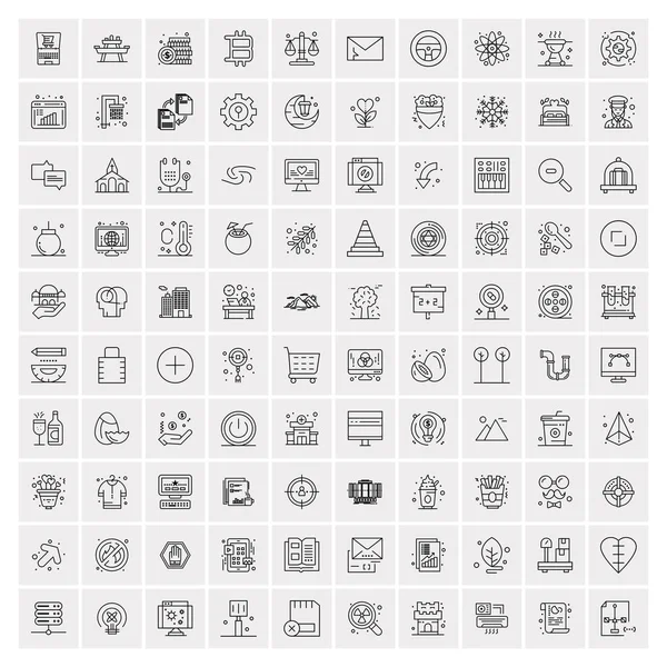 100 iconos de negocios para web y material de impresión — Archivo Imágenes Vectoriales