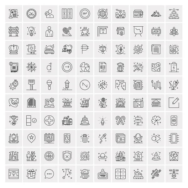 Web ve Mobil için 100 İş Simgesi Evrensel Ayarları — Stok Vektör
