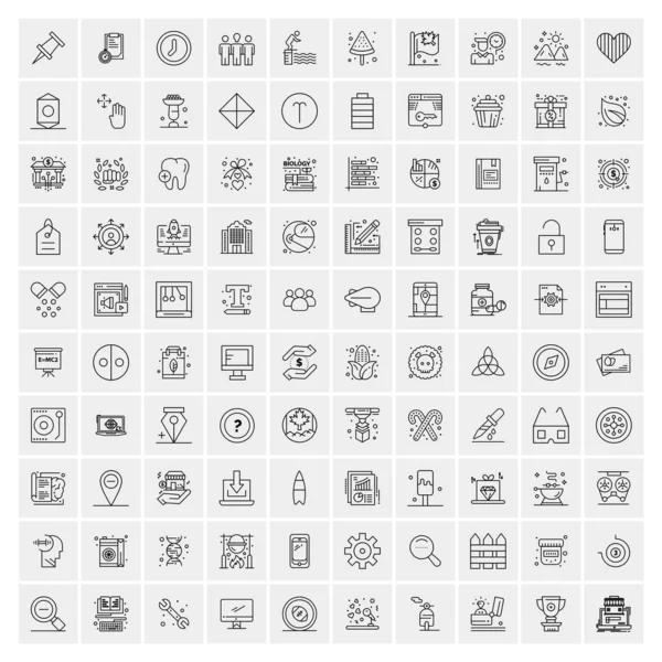 Conjunto de 100 iconos universales de línea delgada moderna para móviles y Web . — Vector de stock