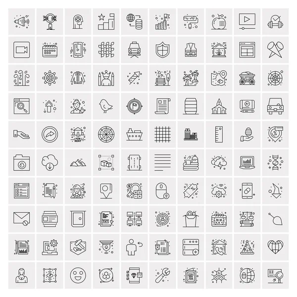 Conjunto de 100 iconos creativos de la línea de negocio — Vector de stock