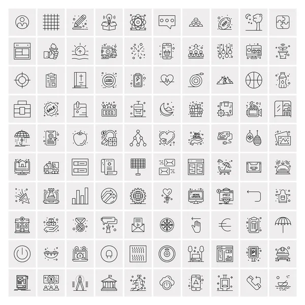Web ve Mobil için 100 İş Simgesi Evrensel Ayarları — Stok Vektör