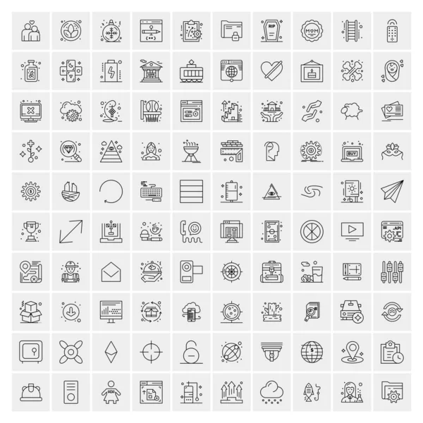 Pack of 100 Universal Line Icons for Mobile and Web — Stock Vector