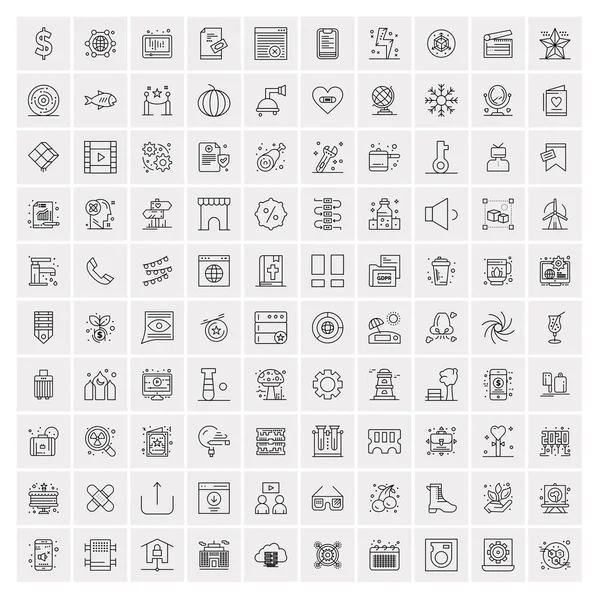 Conjunto de 100 iconos universales de línea delgada moderna para móviles y Web . — Archivo Imágenes Vectoriales