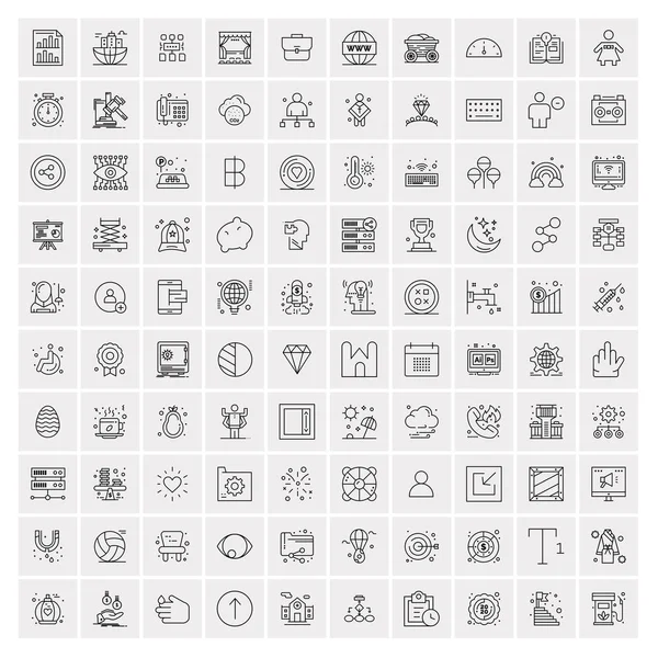 Conjunto de 100 iconos creativos de la línea de negocio — Vector de stock