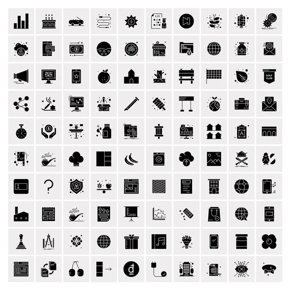 Set de 100 iconos sólidos universales — Vector de stock
