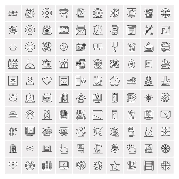 Pack de 100 iconos de línea universal para móvil y web — Vector de stock