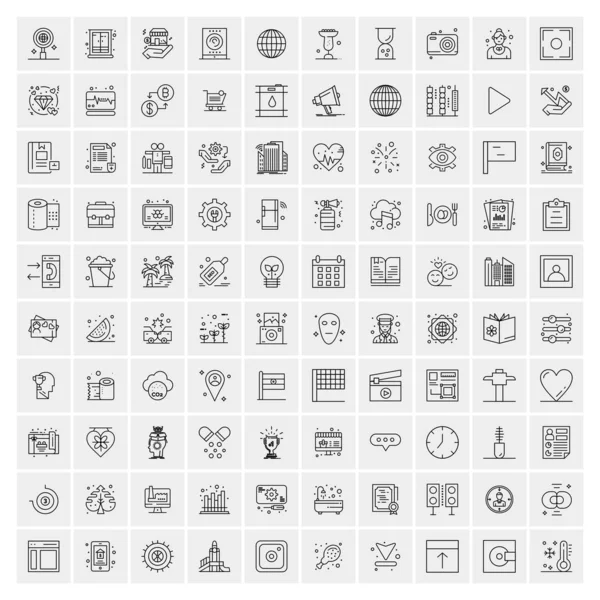 Web ve Mobil için 100 İş Simgesi Evrensel Ayarları — Stok Vektör