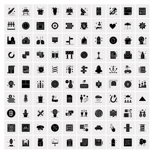 100 iconos de negocio sólidos para la tela y el material de impresión — Vector de stock