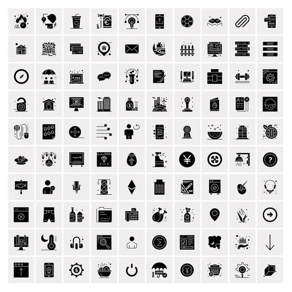 Set of 100 Universal Solid Icons — Stock Vector