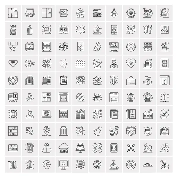 Conjunto de 100 iconos creativos de la línea de negocio — Vector de stock