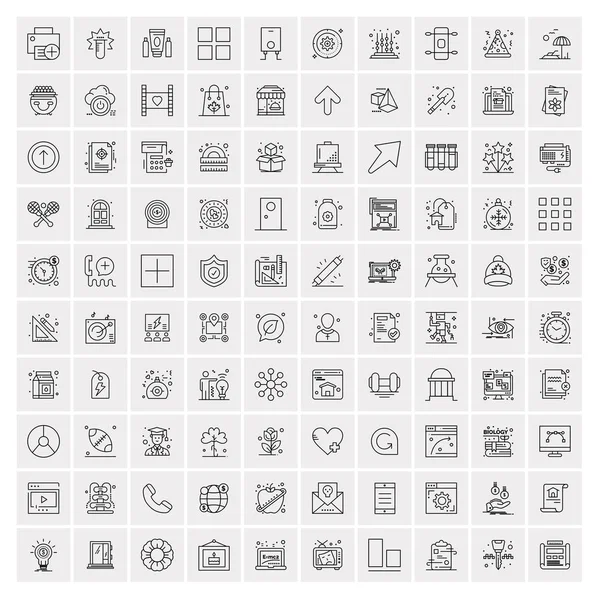 Pack of 100 Universal Line Icons for Mobile and Web — Stock Vector