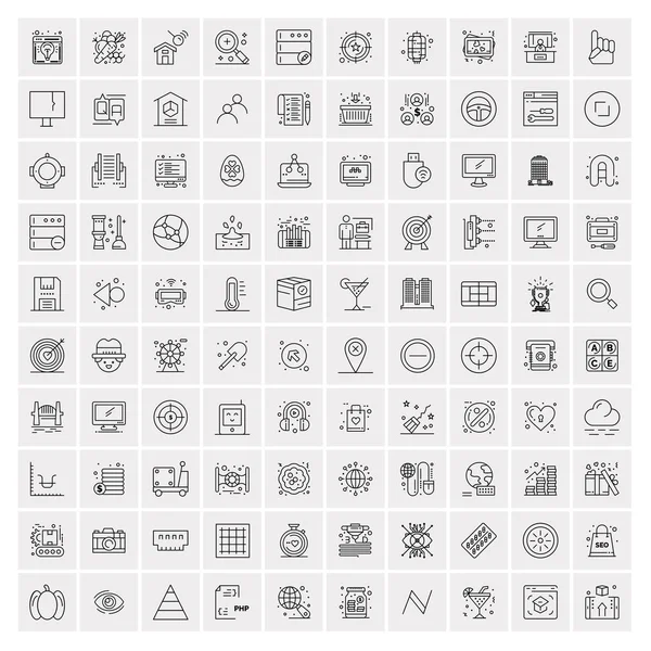 Conjunto de 100 iconos universales de línea delgada moderna para móviles y Web . — Archivo Imágenes Vectoriales