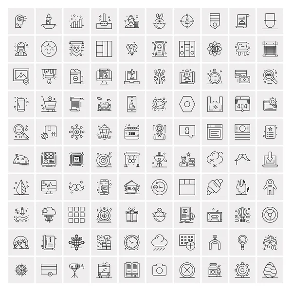 Conjunto de 100 iconos creativos de la línea de negocio — Vector de stock